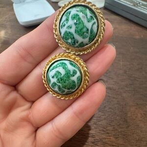 Vintage Green and Gold Statement Cufflinks